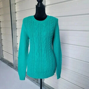 TOMMY HILFIGER $89 Long Sleeve V Neck Cable Knit Elbow Patch Sweater Large